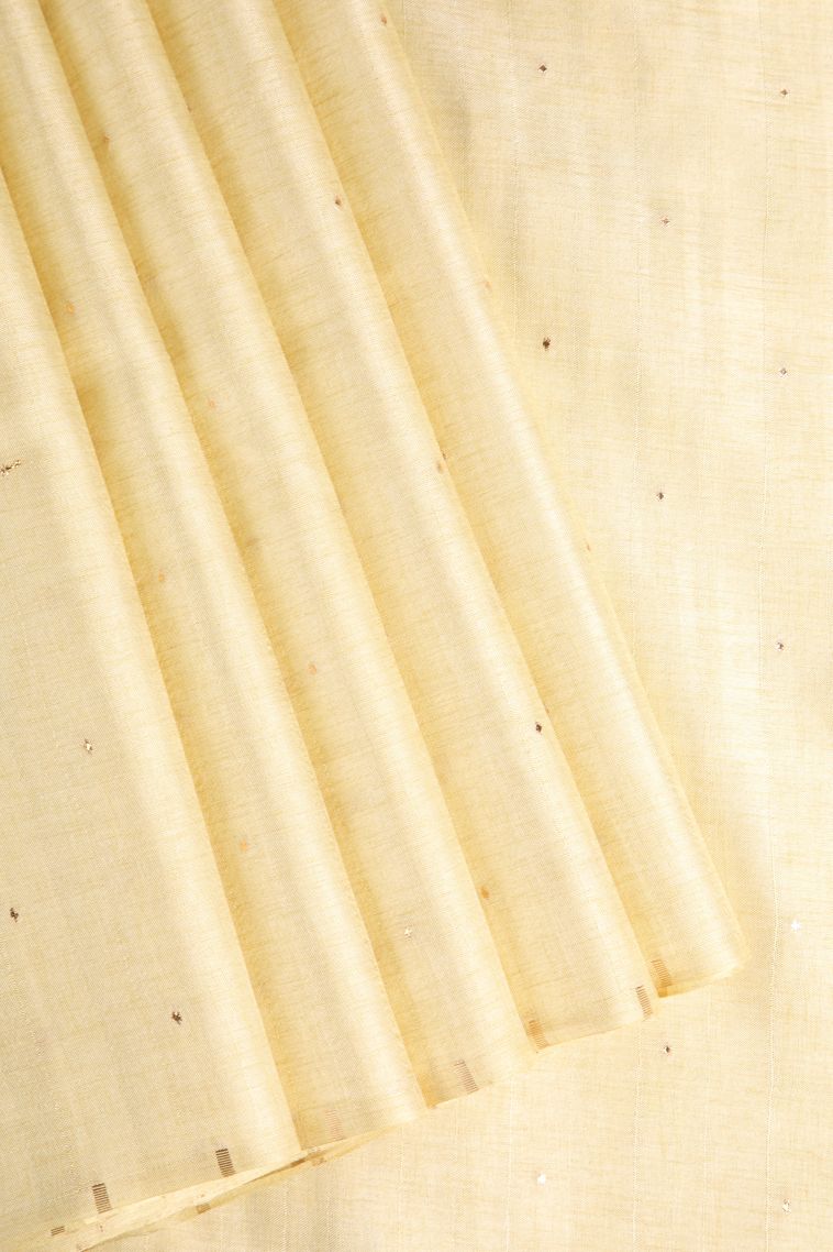 Cookie Yellow Jute Sarees with Gold Zari Buttis (small Dots Or Motifs) view 1