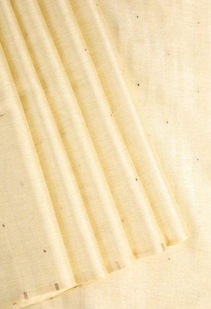 Cookie Yellow Jute Sarees with Gold Zari Buttis (small Dots Or Motifs)