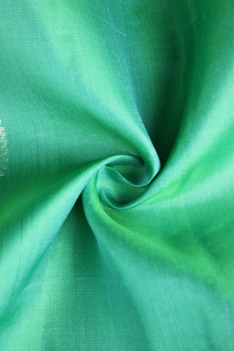 Mint Green Soft Silk Saree with Silver Zari Floral Patterns view 4