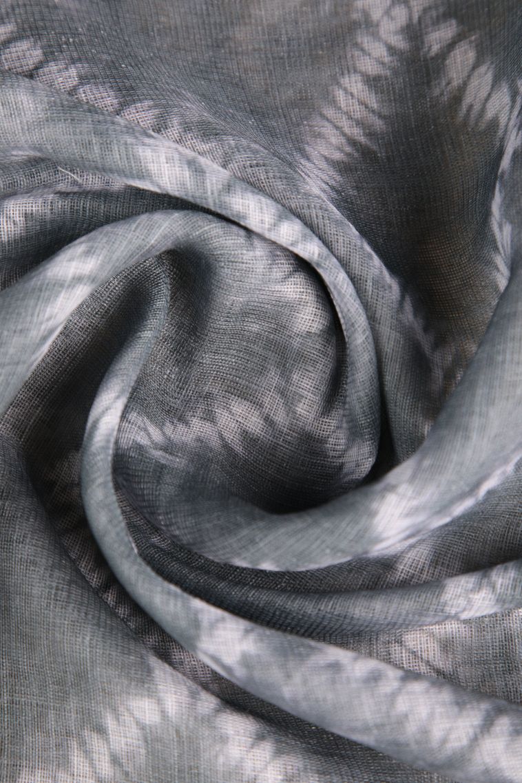 Granite Black Linen Saree with Without Zari Zari Pathik Motifs view 4