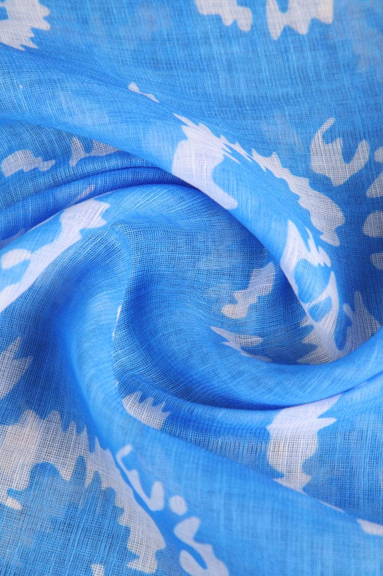 Cerulean Blue Linen Saree with Without Zari Zari Pathik Motifs view 4