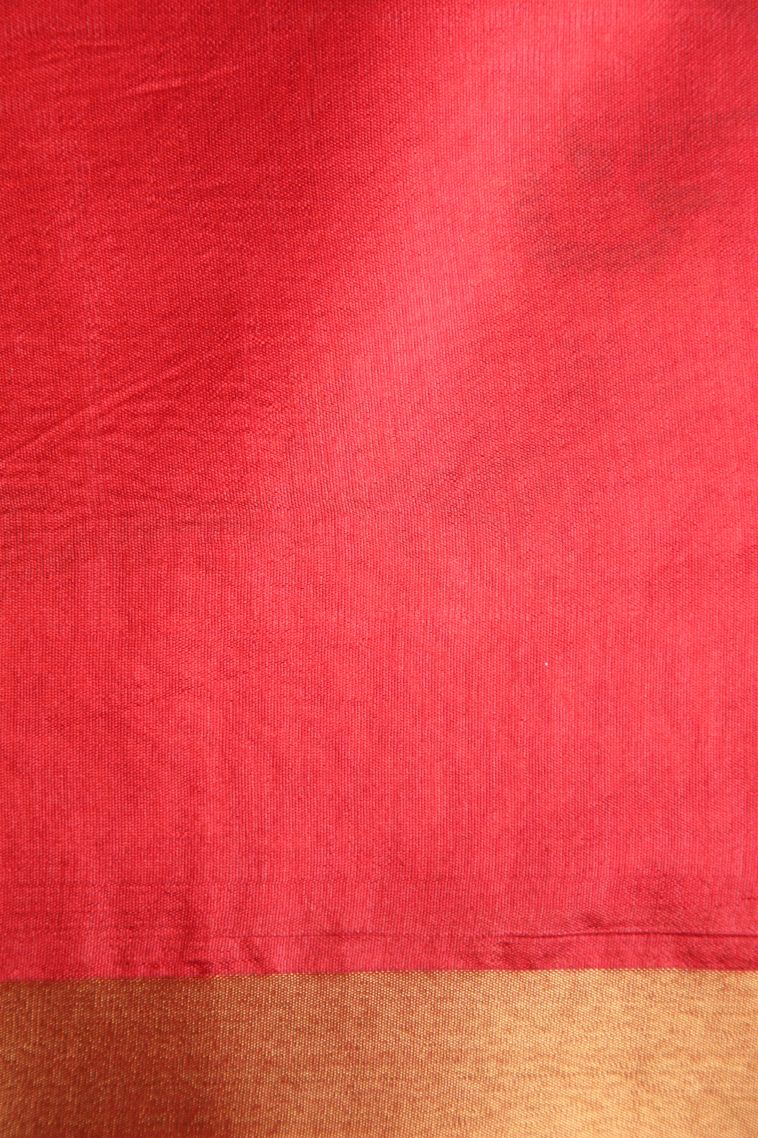 Candy Orange Jute Sarees with Copper Zari Animal  Mottif view 3