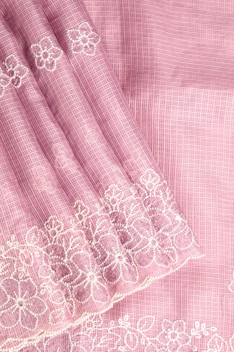 Lemonade Pink Manipuri Cotton Sarees with Without Zari Zari Embroidary view 1