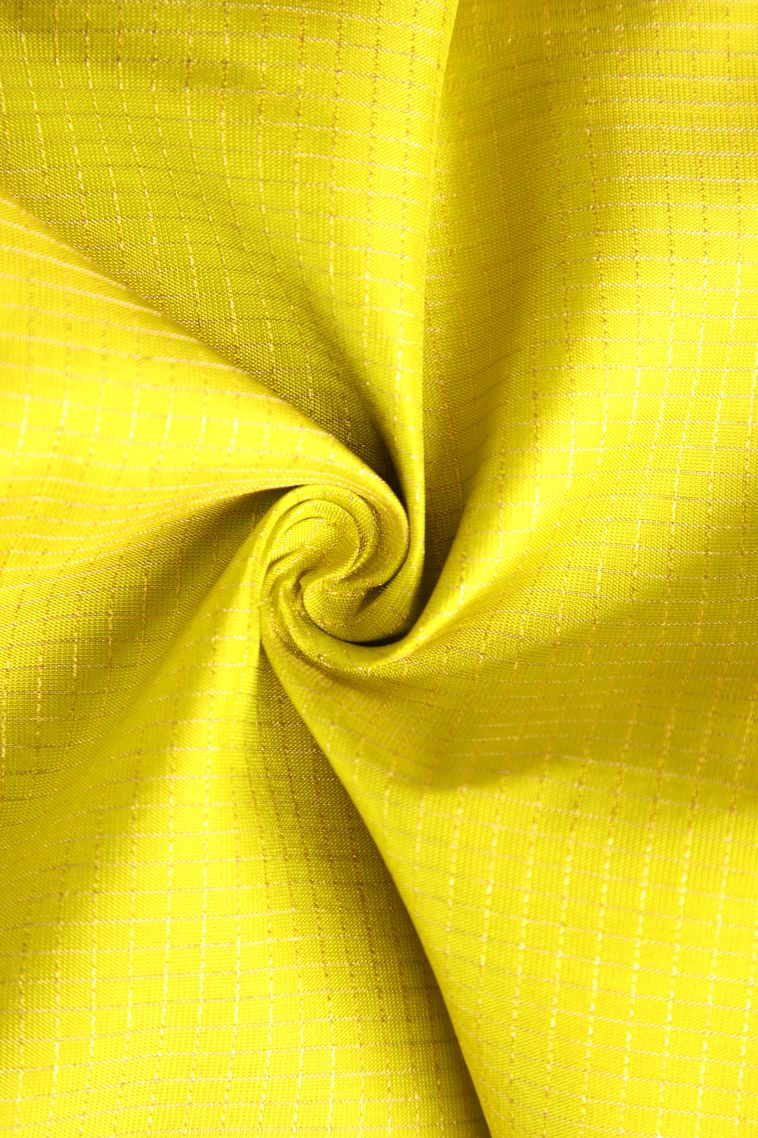 Lemon Yellow Soft Silk Saree with Gold Zari Vaira Oosi Jari Checked view 4