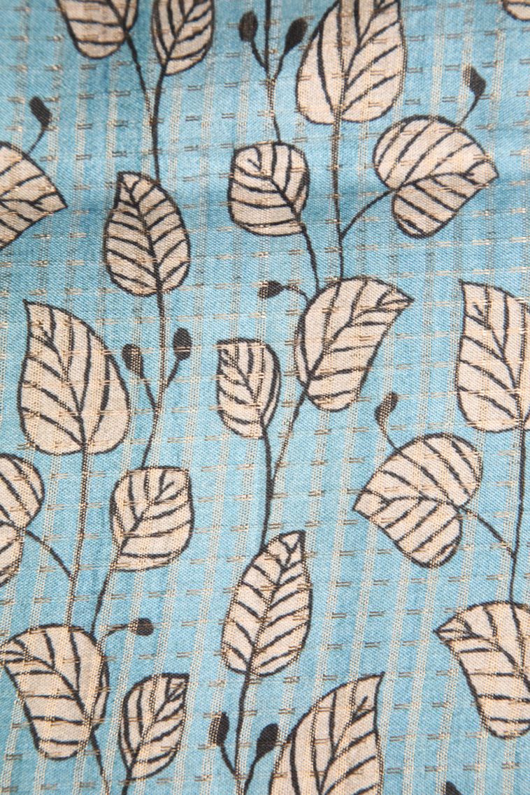 Vanilla Custard Yellow Semi Tussar Silk with Gold Zari Floral Patterns view 3