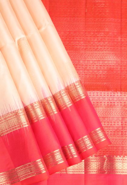 Vanilla Custard Yellow Soft Silk Saree with Gold Zari Peacock Motifs