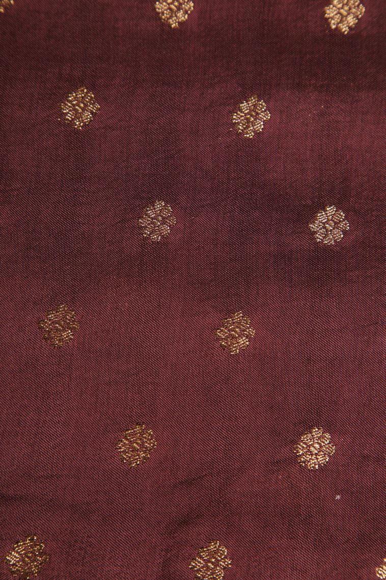 Cinnamon Brown Banaras Sarees with Gold Zari Checks And Puttas view 3