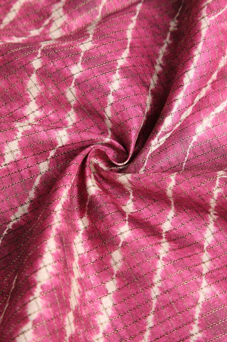 Magenta  Pink Semi Tussar Silk with Gold Zari Pathik Motifs view 4