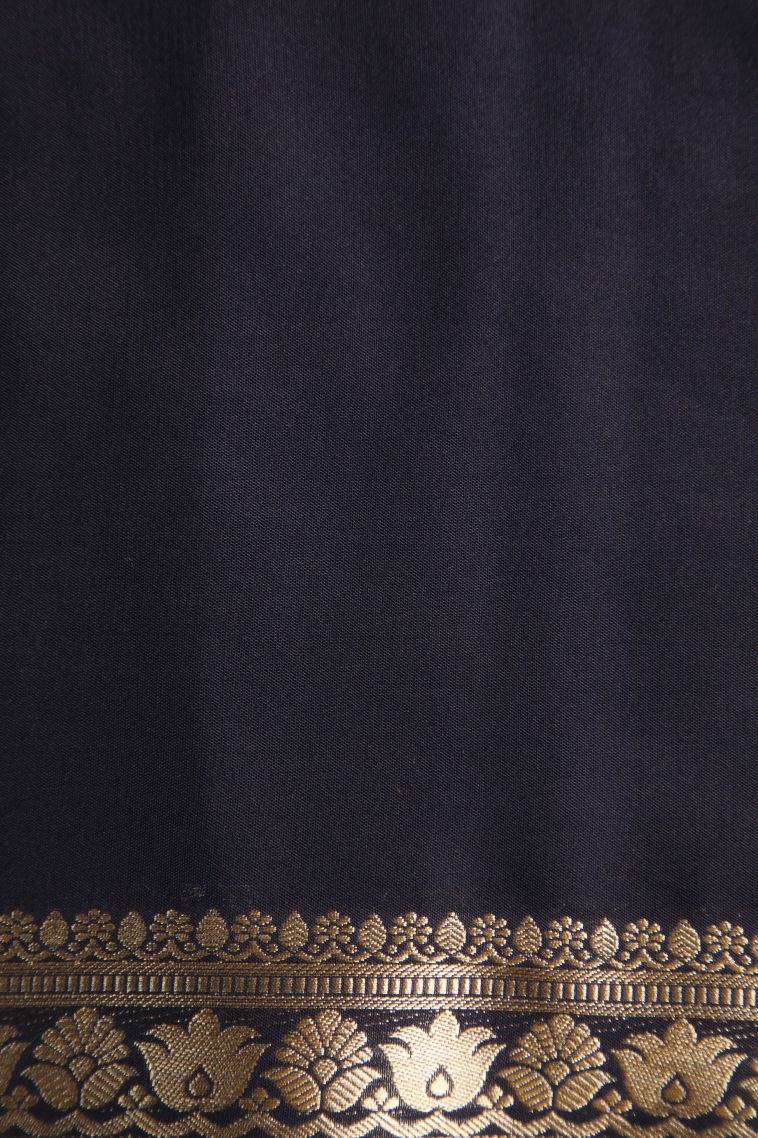 Mint Green Fancy Saree with Gold Zari Plain view 3