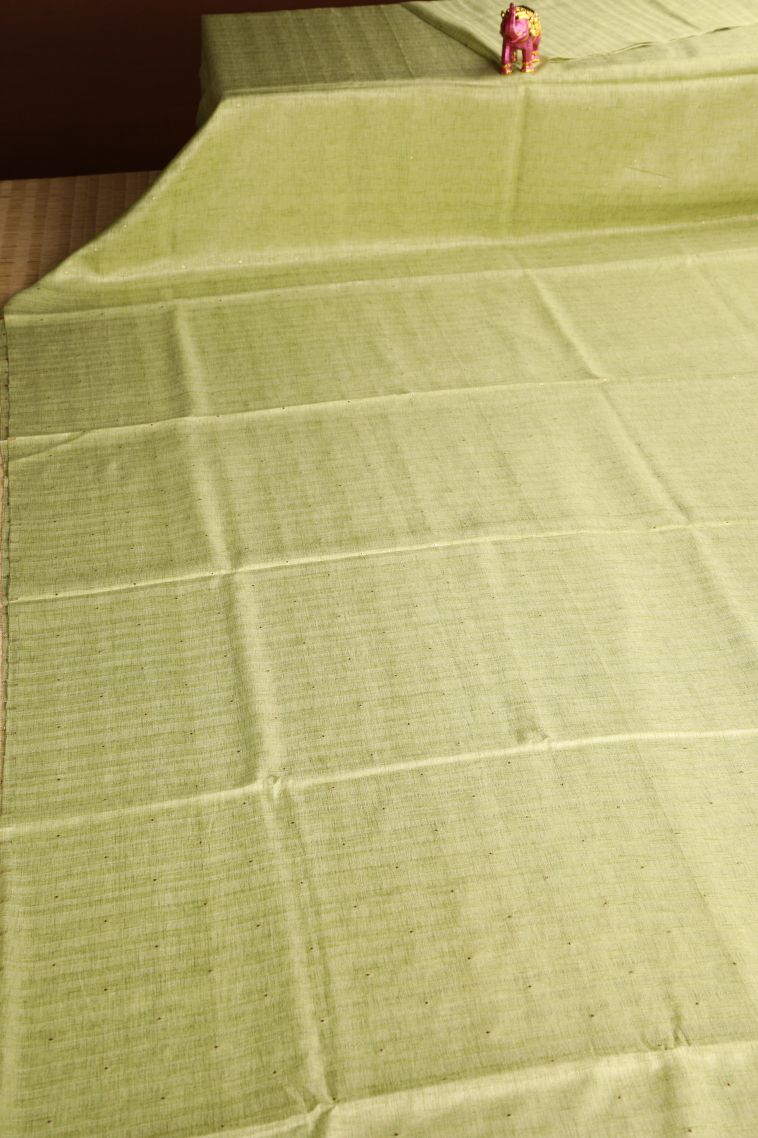 Olive Green Jute Sarees with Gold Zari Buttis (small Dots Or Motifs) view 2