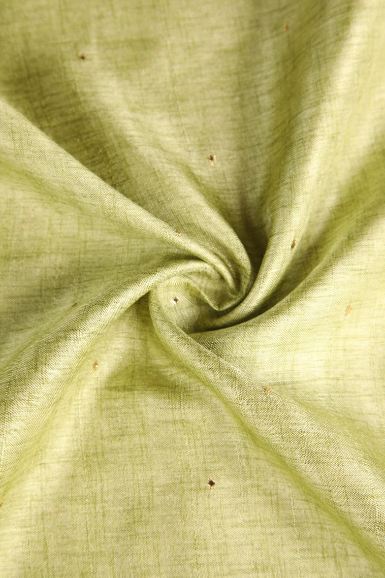 Olive Green Jute Sarees with Gold Zari Buttis (small Dots Or Motifs) view 4