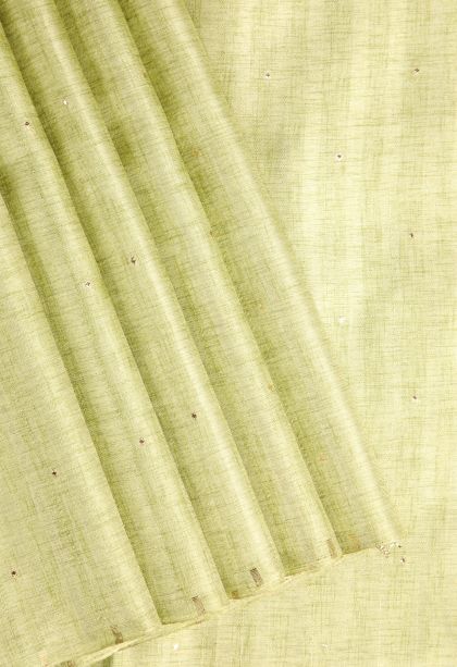 Olive Green Jute Sarees with Gold Zari Buttis (small Dots Or Motifs)