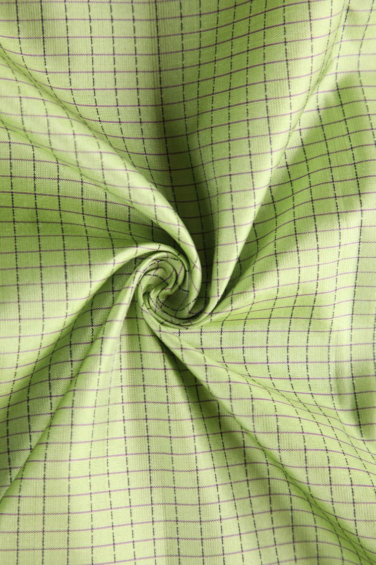 Pistachio Green Soft Silk Saree with Thread Zari Checked  Threap view 4