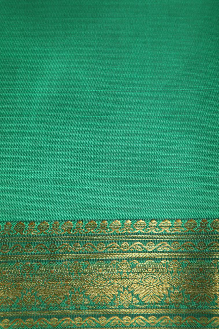 Seafoam Green Apoorva Silk Sarees with Gold Zari Plain view 3