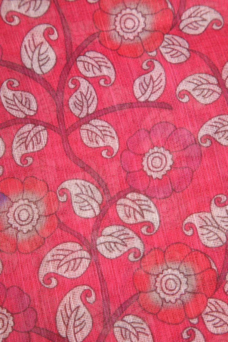 Punch Pink Linen Saree with Without Zari Zari Pathik Motifs view 3
