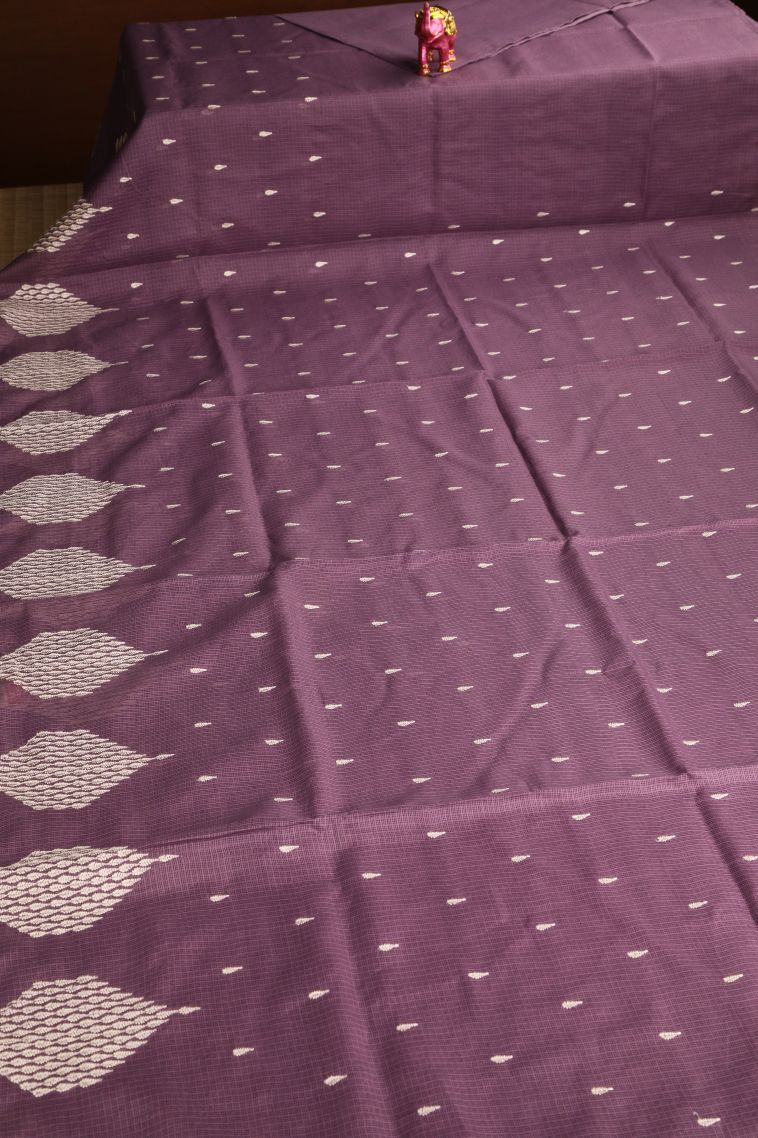 Mauve Purple Manipuri Cotton Sarees with Without Zari Zari Puttas view 2