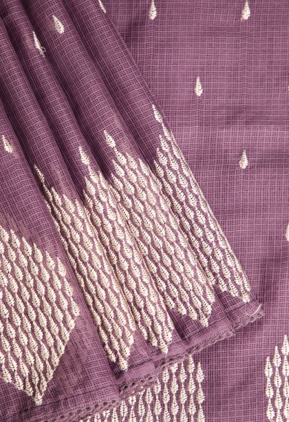 Mauve Purple Manipuri Cotton Sarees with Without Zari Zari Puttas