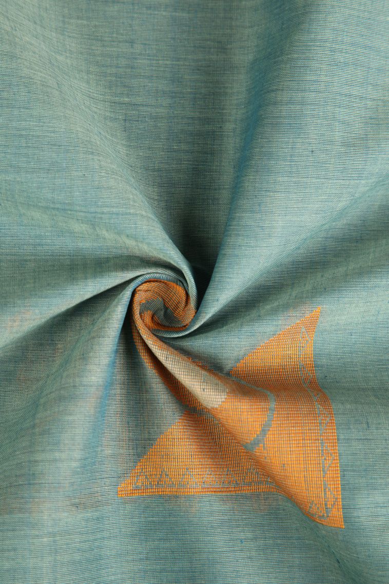 Pistachio Green Pure Handloom Kovai Cotton with Without Zari Zari Manga view 4