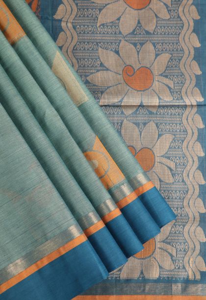 Pistachio Green Pure Handloom Kovai Cotton with Without Zari Zari Manga