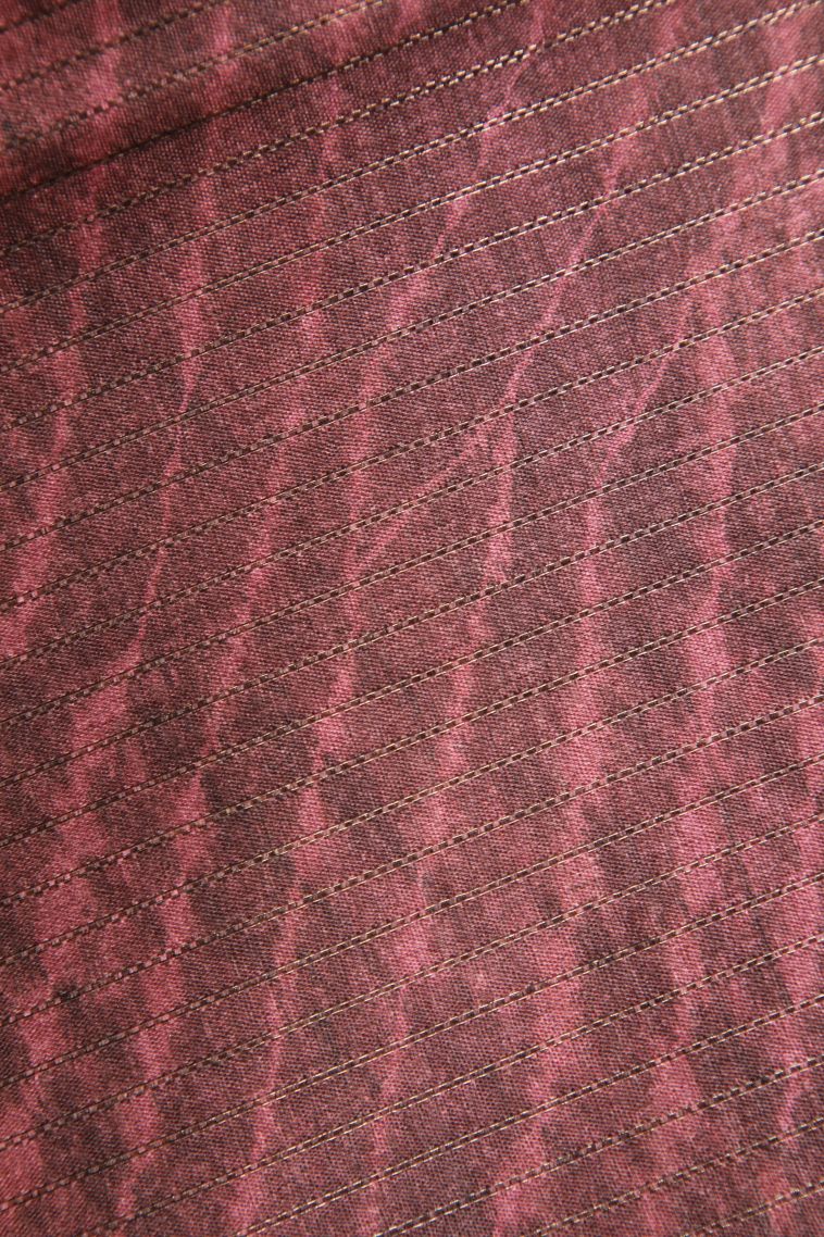 Crimson Red Semi Tussar Silk with Gold Zari Pathik Motifs view 3