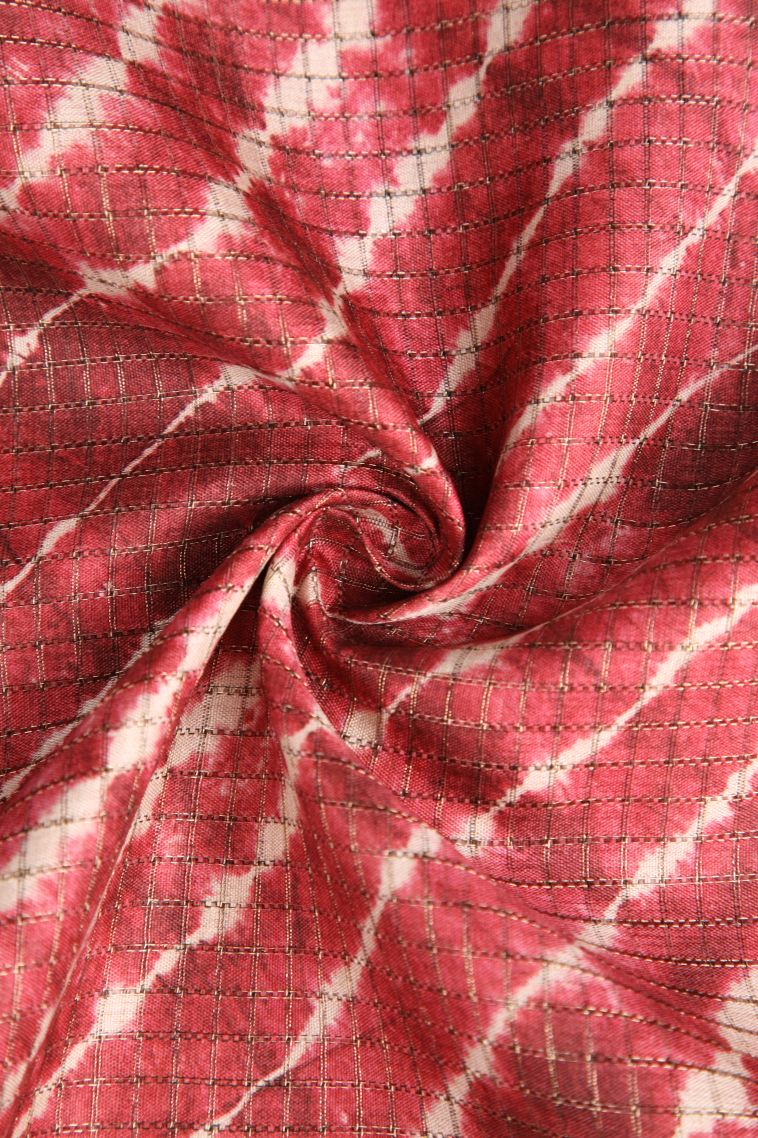 Crimson Red Semi Tussar Silk with Gold Zari Pathik Motifs view 4