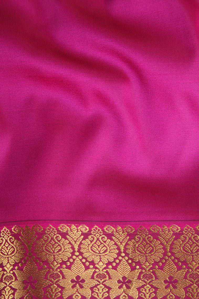 Fuscia Pink Apoorva Silk Sarees with Gold Zari Plain view 3