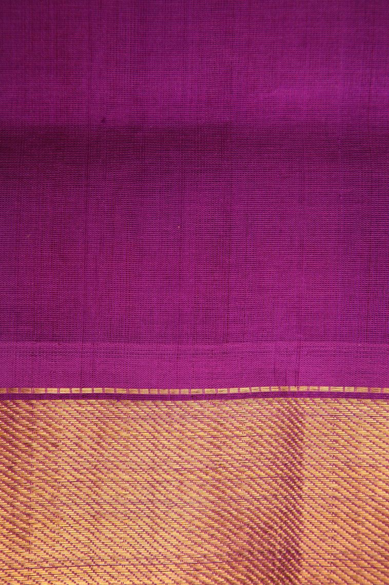 Magenta Purple Silk Cotton with Gold Zari Checks view 3