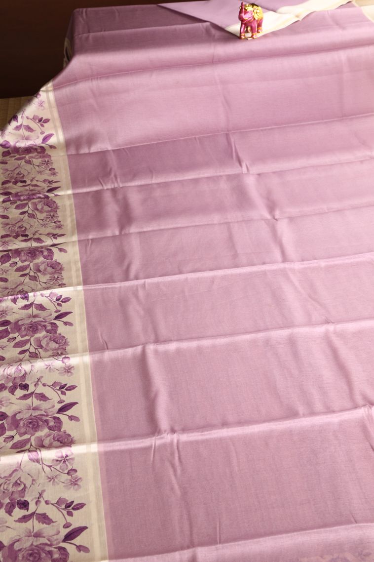 Blush Pink Jute Sarees with Silver Zari Plain view 2