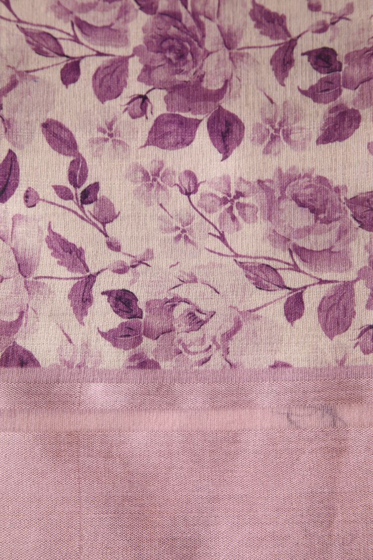 Blush Pink Jute Sarees with Silver Zari Plain view 3