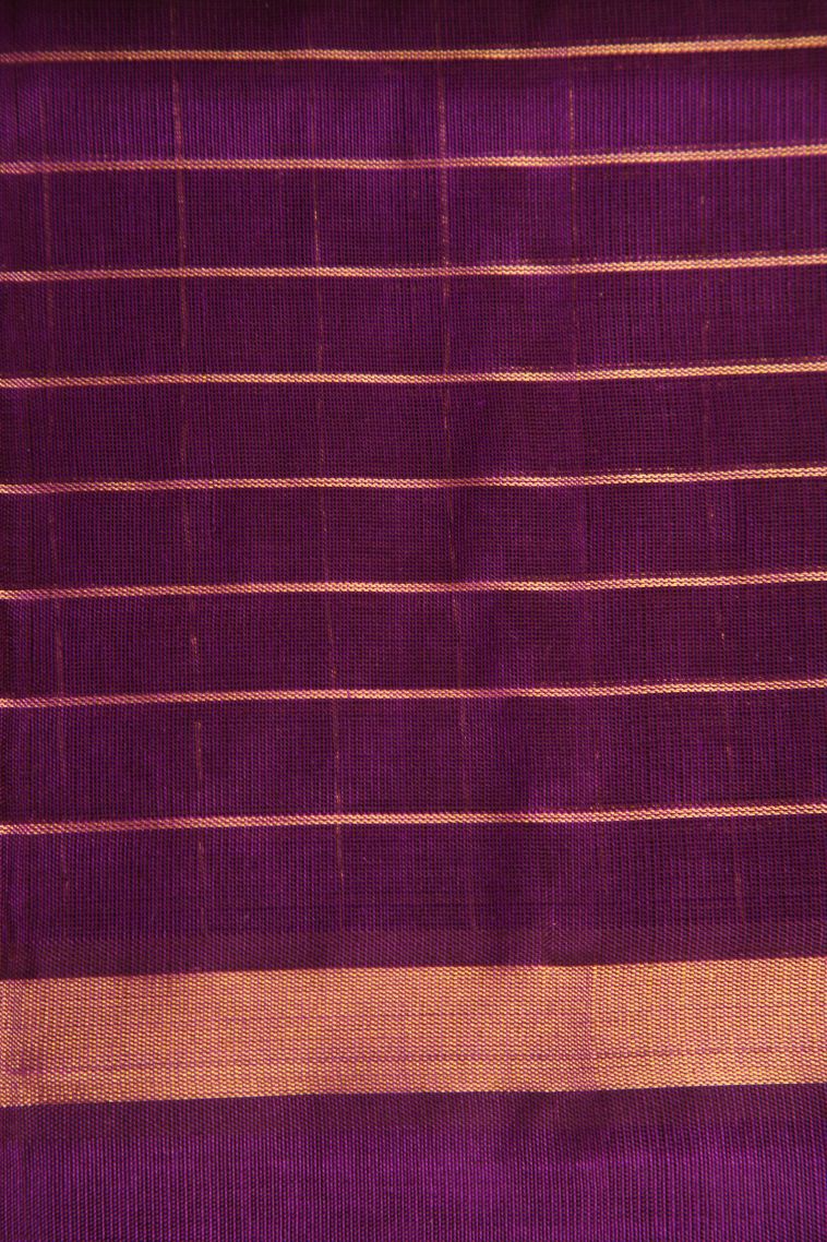 Magenta Purple Silk Cotton with Gold Zari Checks view 3