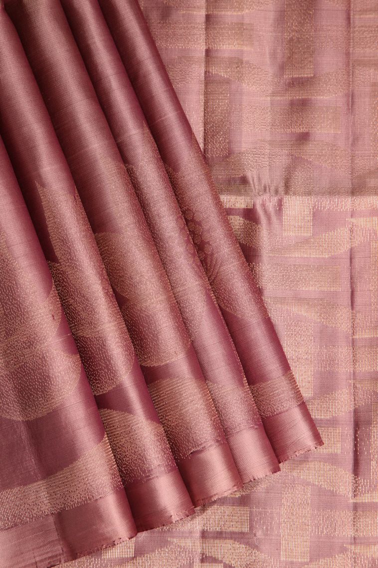Blush Red Soft Silk Saree with Gold Zari Floral Puttas view 1