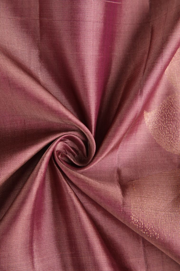 Blush Red Soft Silk Saree with Gold Zari Floral Puttas view 4