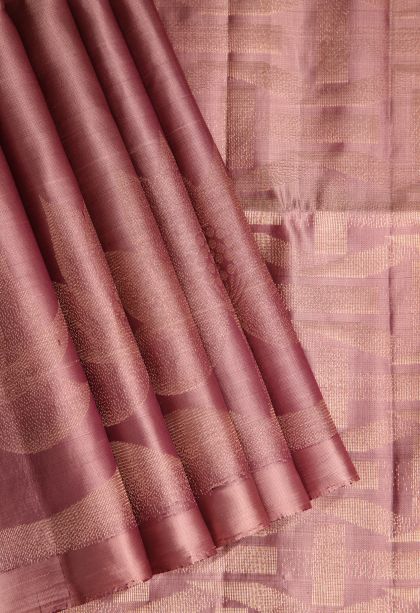 Blush Red Soft Silk Saree with Gold Zari Floral Puttas