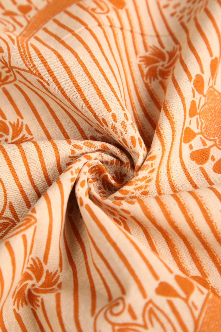 Apricot Orange Kalamkari with Without Zari Zari Floral Patterns view 4