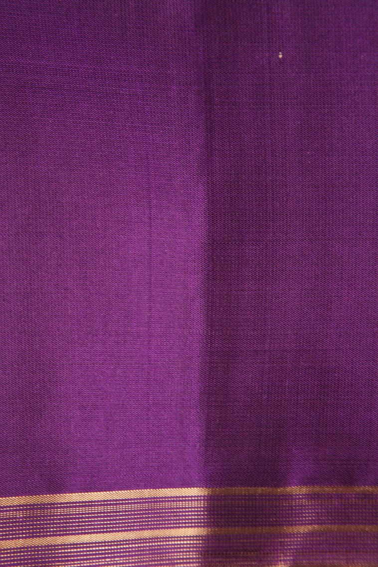 Viola Purple Soft Silk Saree with Gold Zari Floral Puttas view 3