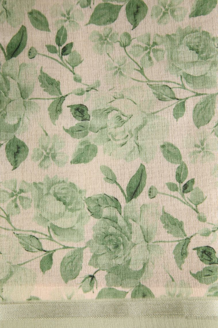 Pista Green Jute Sarees with Silver Zari Plain view 3