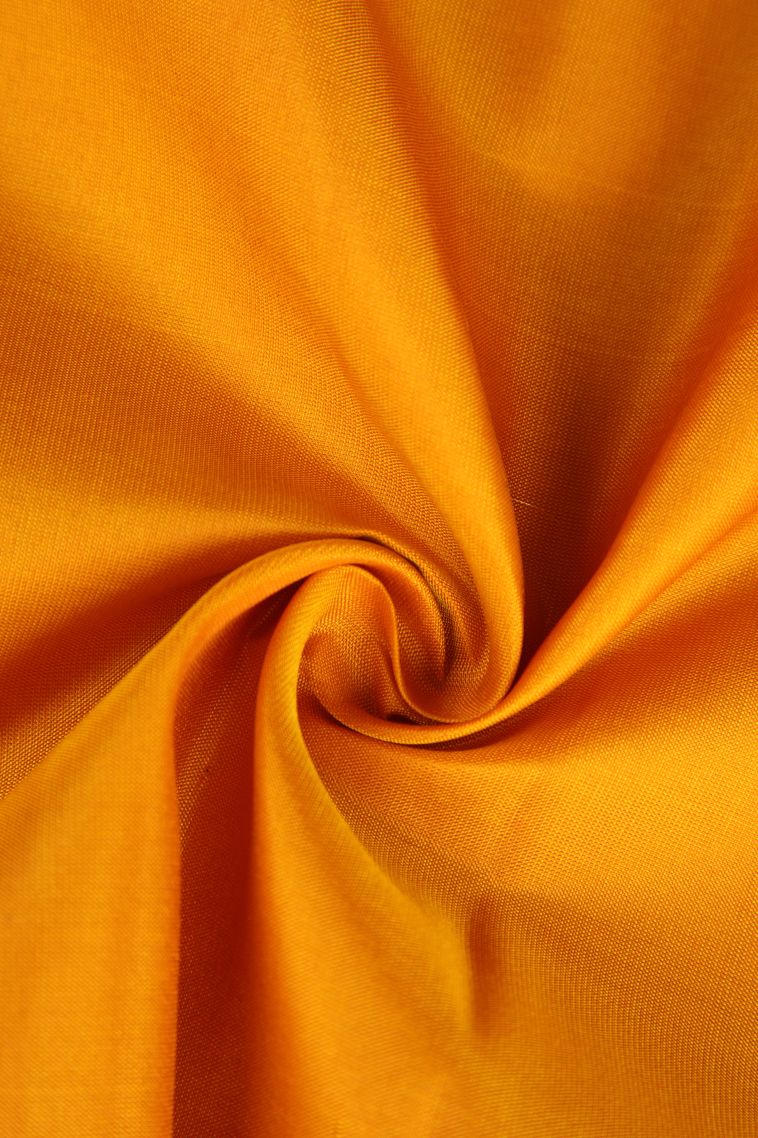 Merigold Orange Soft Silk Saree with Gold Zari Mango Puttas view 4