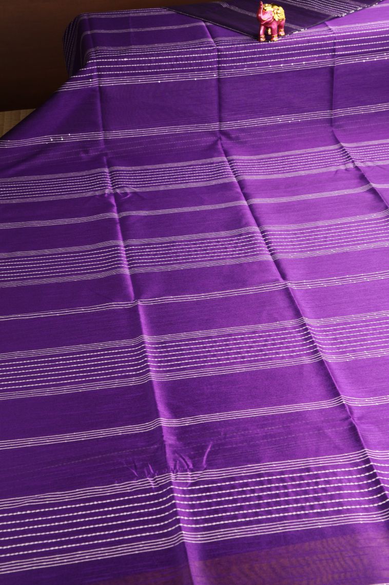 Viola Purple Jute Sarees with Thread Zari Thred Weaving view 2