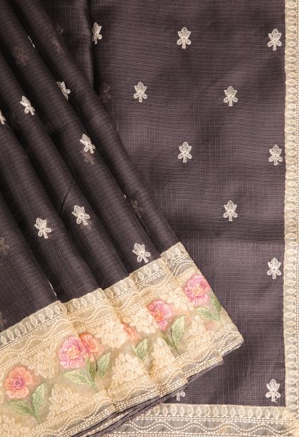 Penny Brown Manipuri Cotton Sarees with Without Zari Zari Floral Puttas