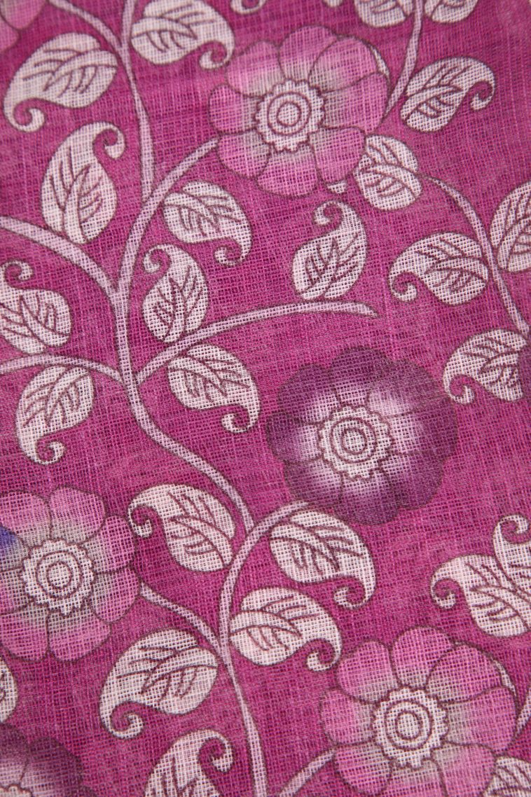 Bubblegum Pink Linen Saree with Without Zari Zari Pathik Motifs view 3