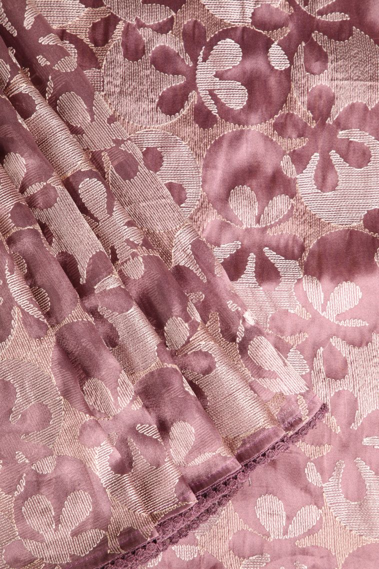 Crepe Pink Jute Sarees with Without Zari Zari Floral Patterns view 1