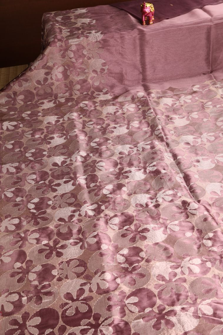 Crepe Pink Jute Sarees with Without Zari Zari Floral Patterns view 2