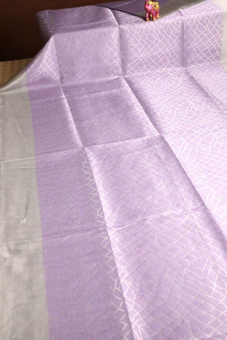 Periwinkle Purple Tussar Saree with Antic Zari Jamandery Pattern view 2