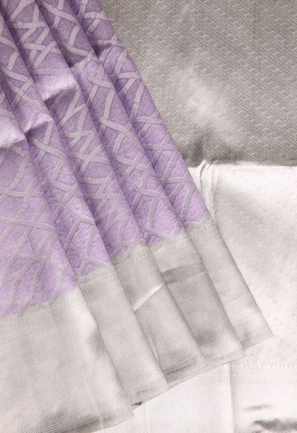 Periwinkle Purple Tussar Saree with Antic Zari Jamandery Pattern