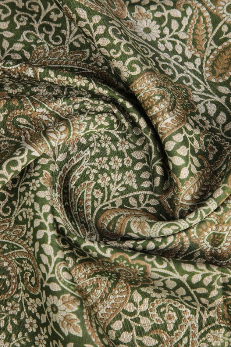 Moccon Green Maheswari Cotton Saree with Gold Zari Floral Patterns view 4
