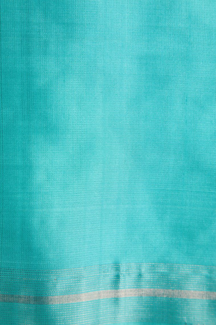 Sky Blue Soft Silk Saree with Silver Zari Floral Patterns view 3