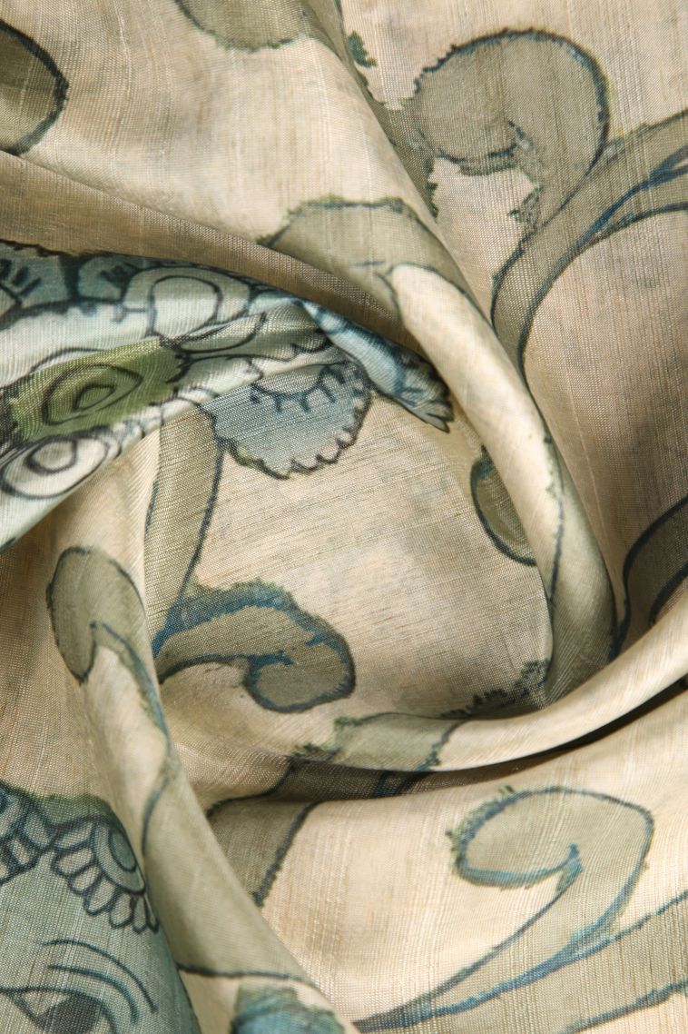 Sandollar Yellow Semi Tussar Silk with Gold Zari Floral Patterns view 4