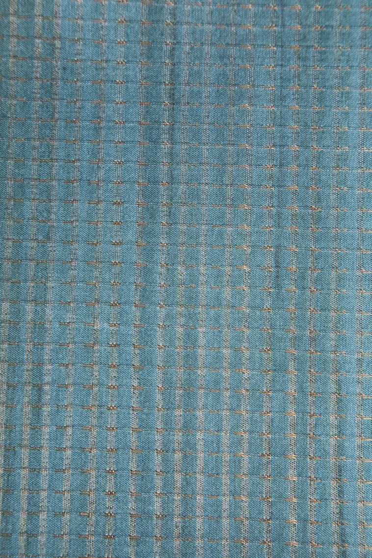 Linen White Semi Tussar Silk with Gold Zari Floral Patterns view 3