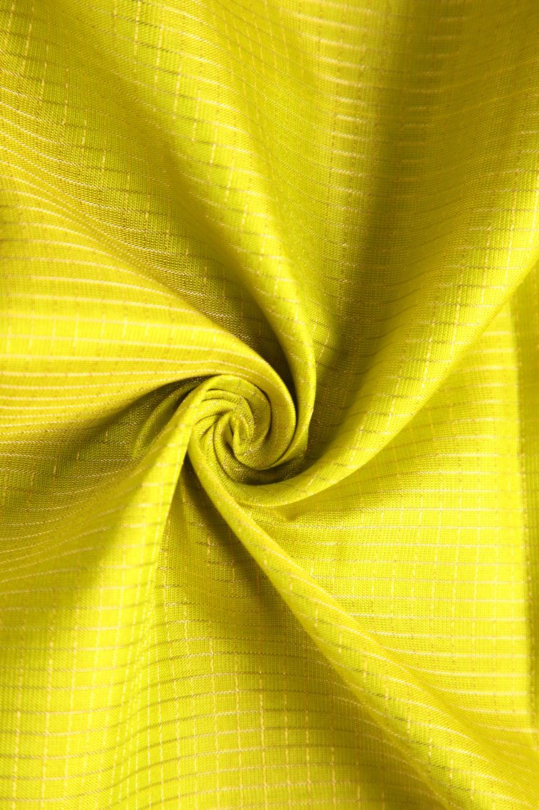 Chartreuse Green Soft Silk Saree with Gold Zari Vaira Oosi Jari Checked view 4