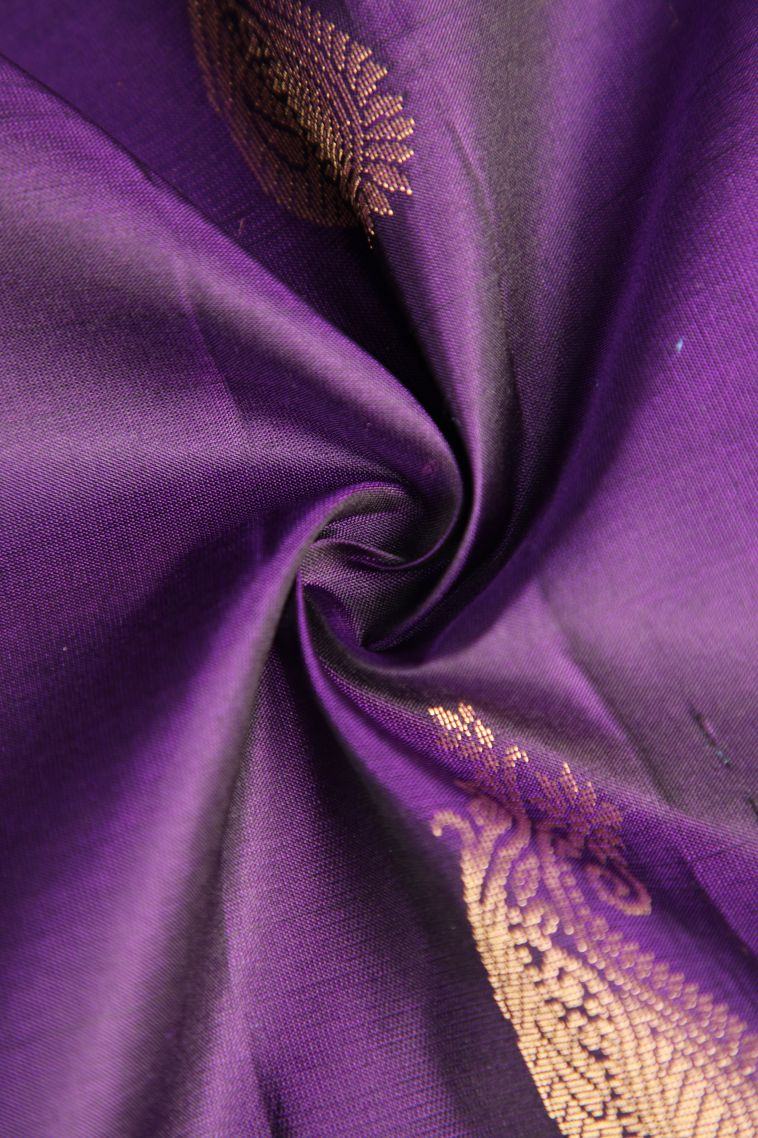 Viola Purple Soft Silk Saree with Gold Zari Manga view 4